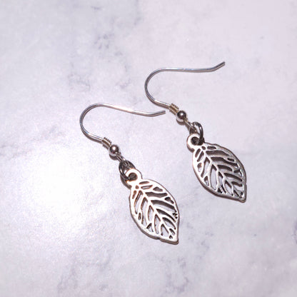 Silver Leaf Charm Earrings | Witchy Occult Jewelry | Rose and Shadow