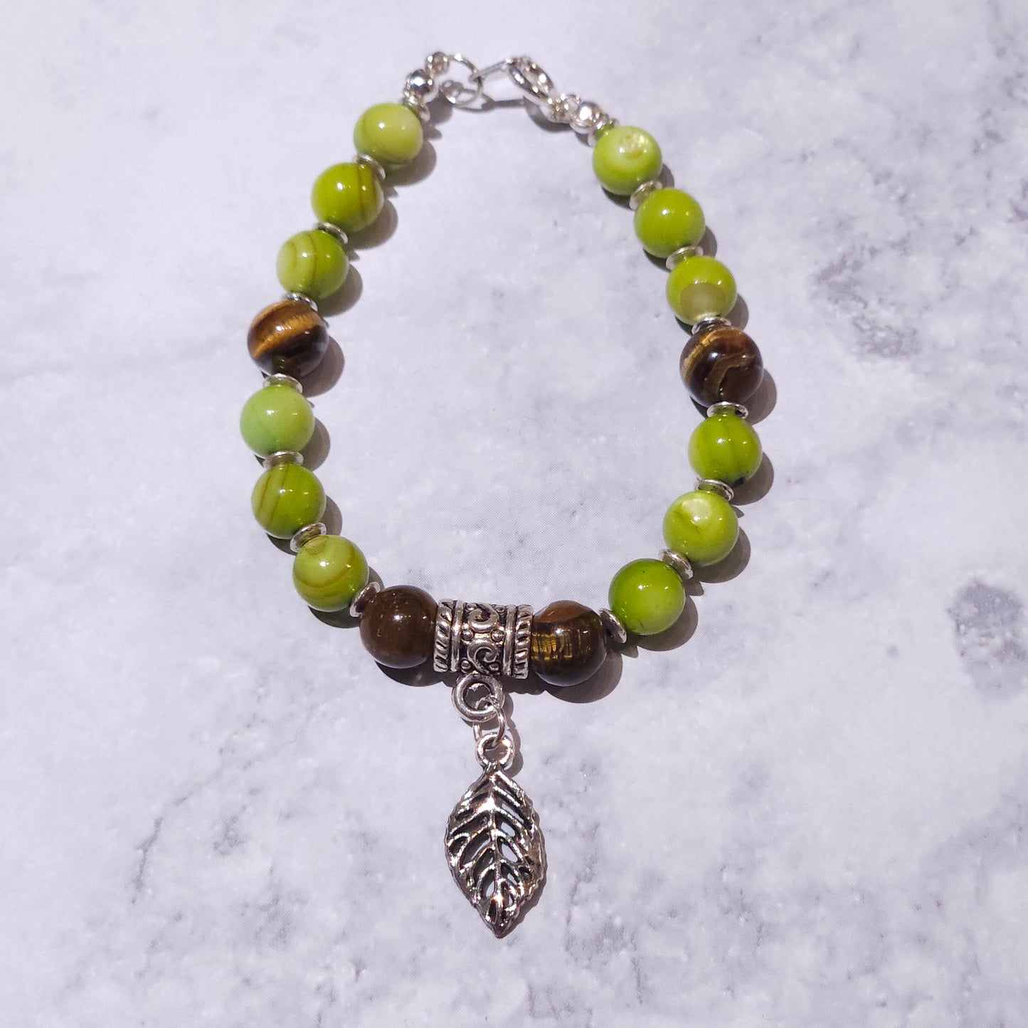Whimsical Forest Charm Bracelet with Natural Tiger's Eye Gemstone | Rose and Shadow