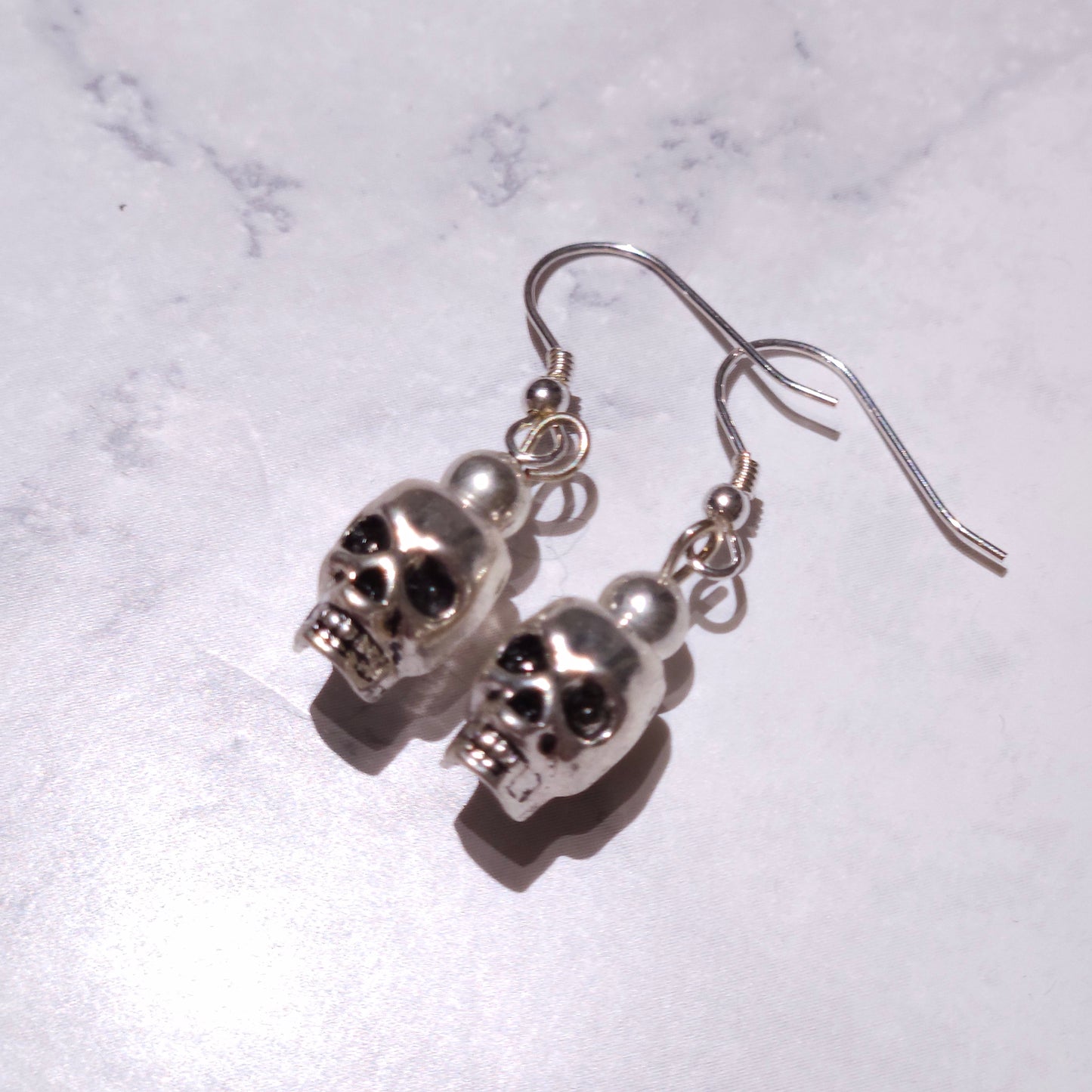 Silver Skull Charm Earrings | Witchy Occult Jewelry | Rose and Shadow
