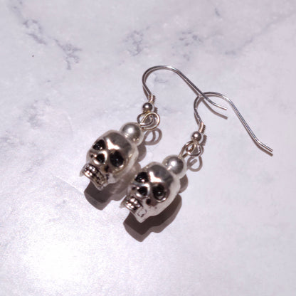 Silver Skull Charm Earrings | Witchy Occult Jewelry | Rose and Shadow