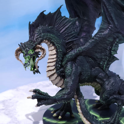 Adult Black Dragon Painted Miniature (D&D) | - Rose and Shadow