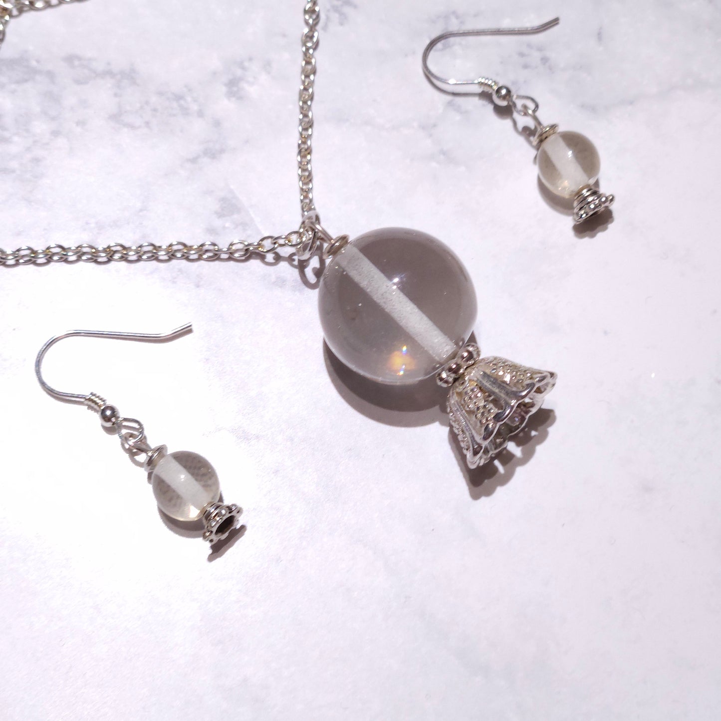 Fortune Teller Crystal Ball Necklace & Earrings Set | Witchy Pagan Jewelry