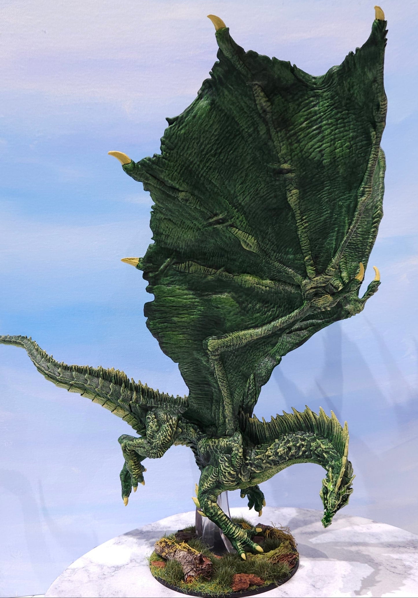 Adult Green Dragon Miniature: Dnd, D&D, TTRPG Artist Painted Monster Model