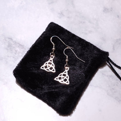 Silver Triquetra Charm Earrings | Witchy Occult Jewelry | Rose and Shadow