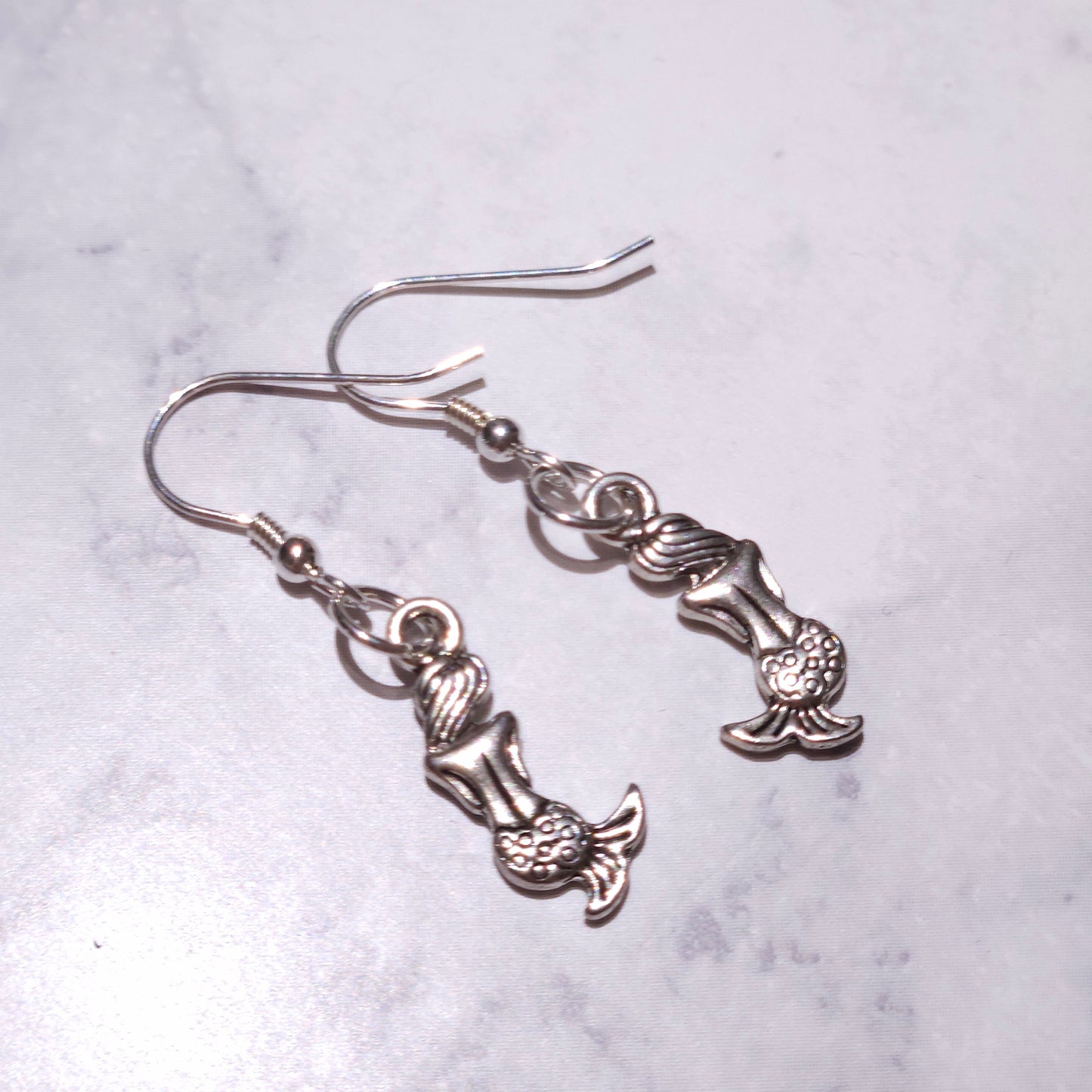 Silver Mermaid Charm Earrings | Witchy Occult Jewelry | Rose and Shadow