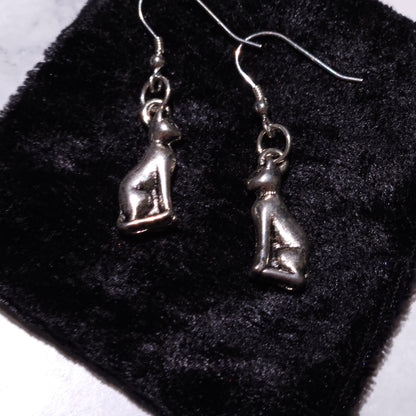 Silver Cat Charm Earrings | Witchy Occult Jewelry | Rose and Shadow
