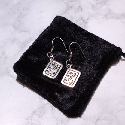 Silver Tarot Card Charm Earrings | Witchy Occult Jewelry | Rose and Shadow
