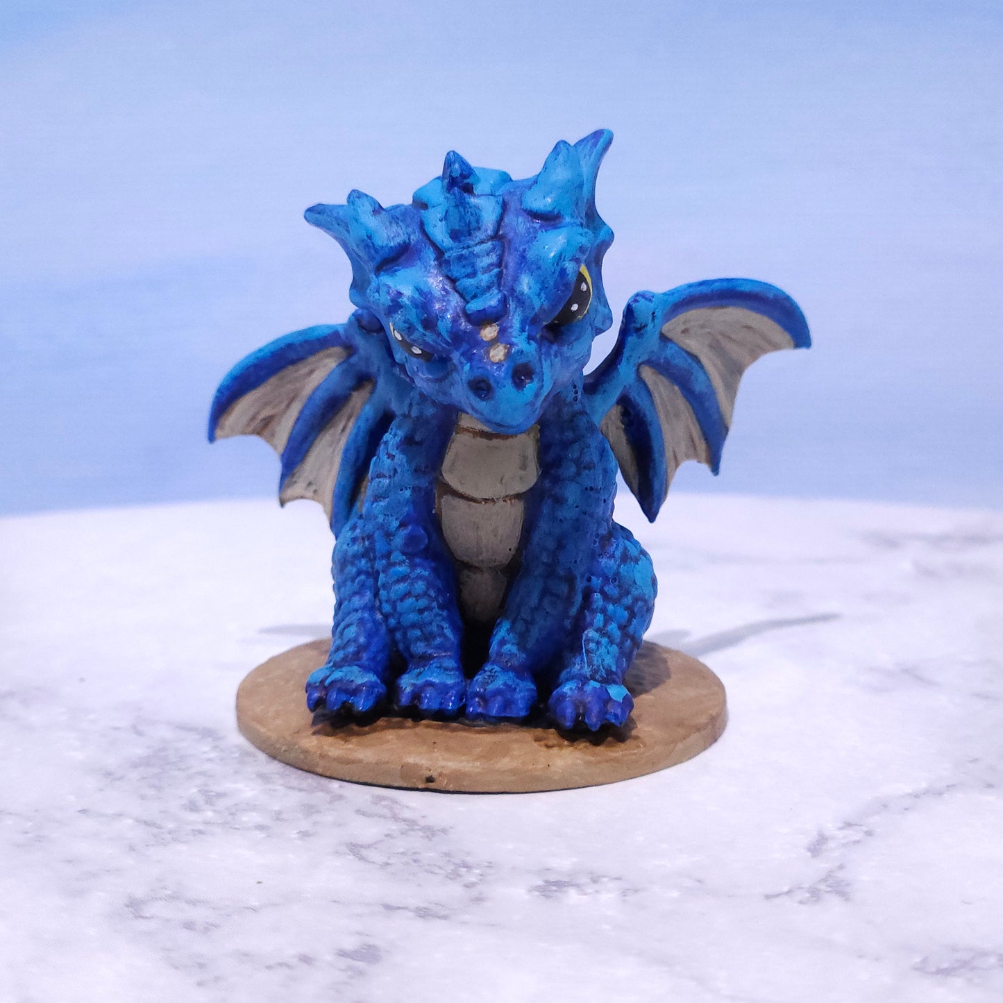Baby Blue Dragon Miniature: Dnd, D&D, TTRPG Artist Painted Monster Model