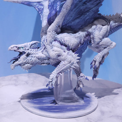 Adult White Dragon Miniature: Dnd, D&D, TTRPG Artist Painted Monster Model