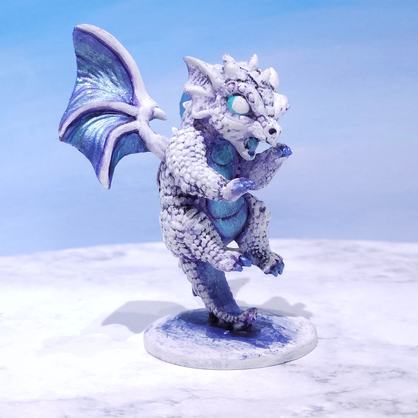 Baby White Dragon Miniature: Dnd, D&D, TTRPG Artist Painted Monster Model