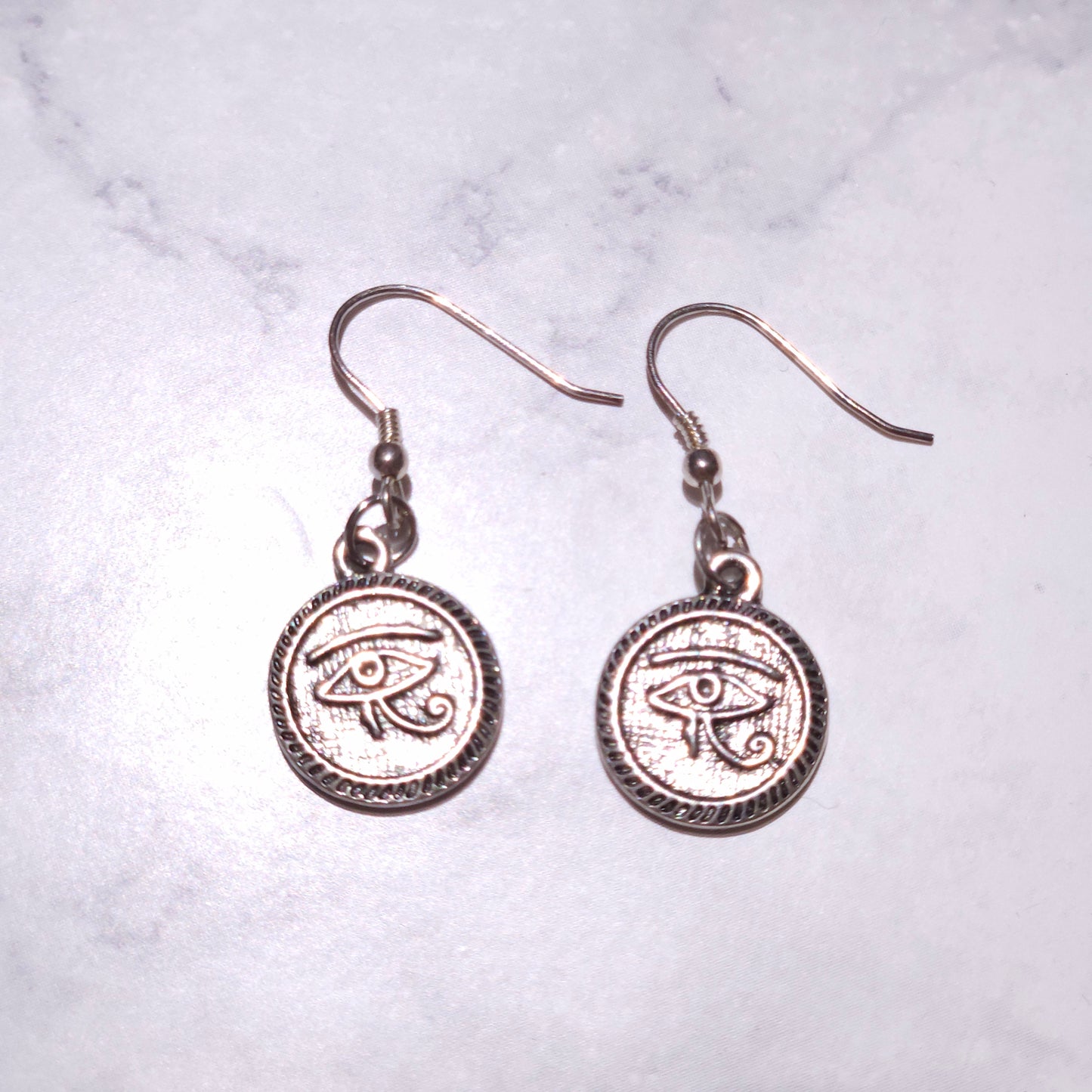 Silver Eye of Horus Charm Earrings | Witchy Occult Jewelry | Rose and Shadow