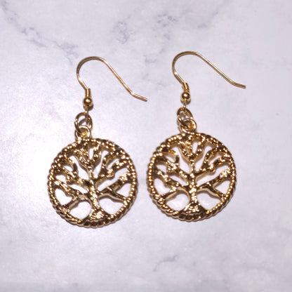 Gold Tree of Life Charm Earrings | Witchy Pagan Jewelry | Rose and Shadow