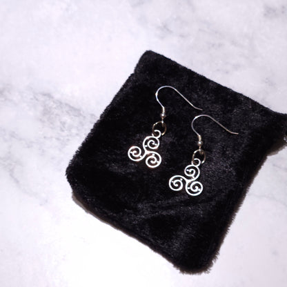 Silver Triskele Charm Earrings | Witchy Occult Jewelry | Rose and Shadow