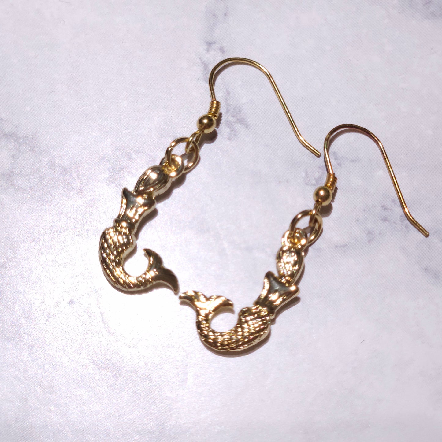 Gold Mermaid Charm Earrings | Witchy Siren Occult Jewelry | Rose and Shadow