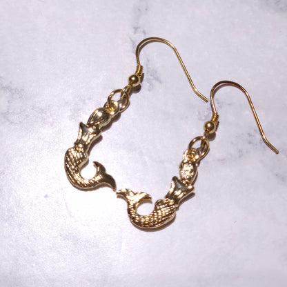 Gold Mermaid Charm Earrings | Witchy Siren Occult Jewelry | Rose and Shadow