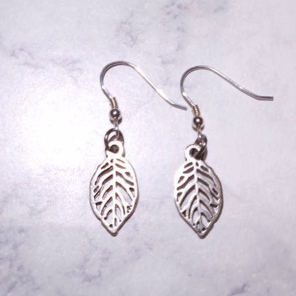 Silver Leaf Charm Earrings | Witchy Occult Jewelry | Rose and Shadow