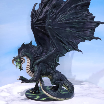 Adult Black Dragon Painted Miniature (D&D) | - Rose and Shadow