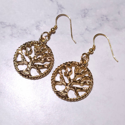 Gold Tree of Life Charm Earrings | Witchy Pagan Jewelry | Rose and Shadow