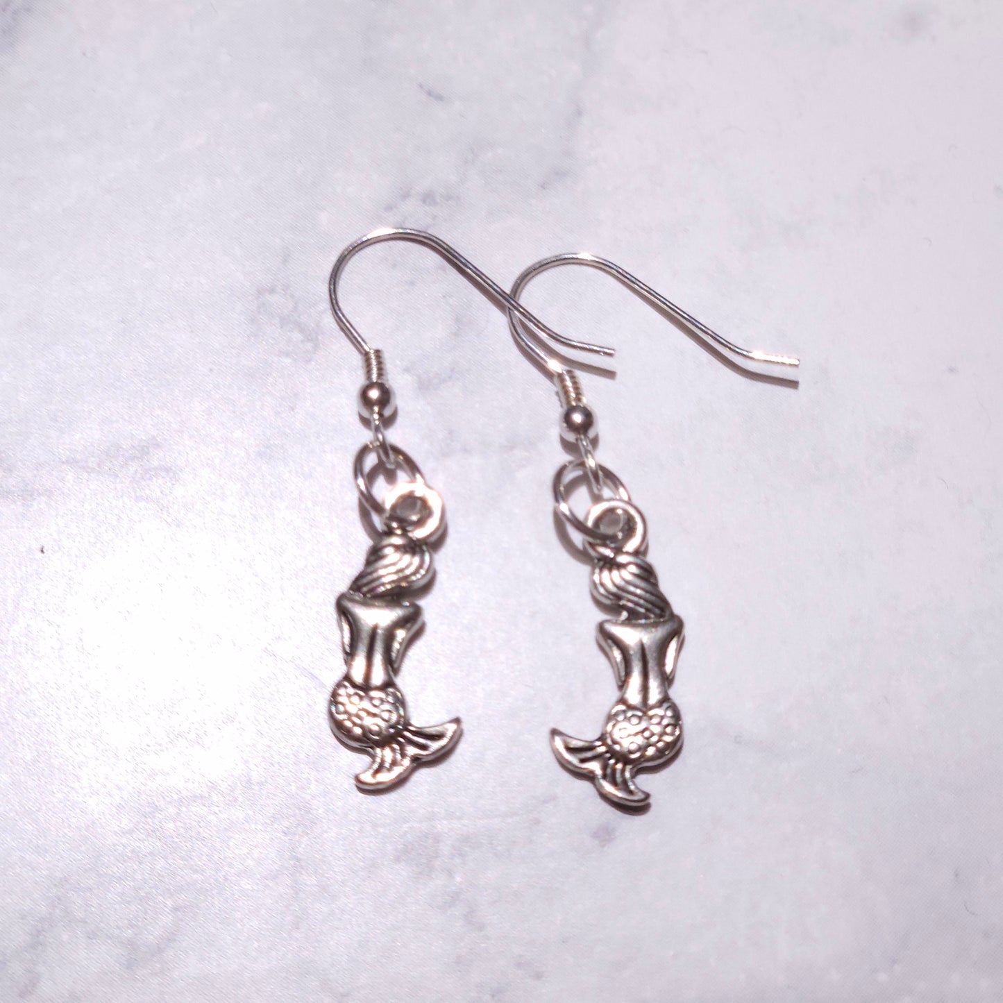 Silver Mermaid Charm Earrings | Witchy Occult Jewelry | Rose and Shadow