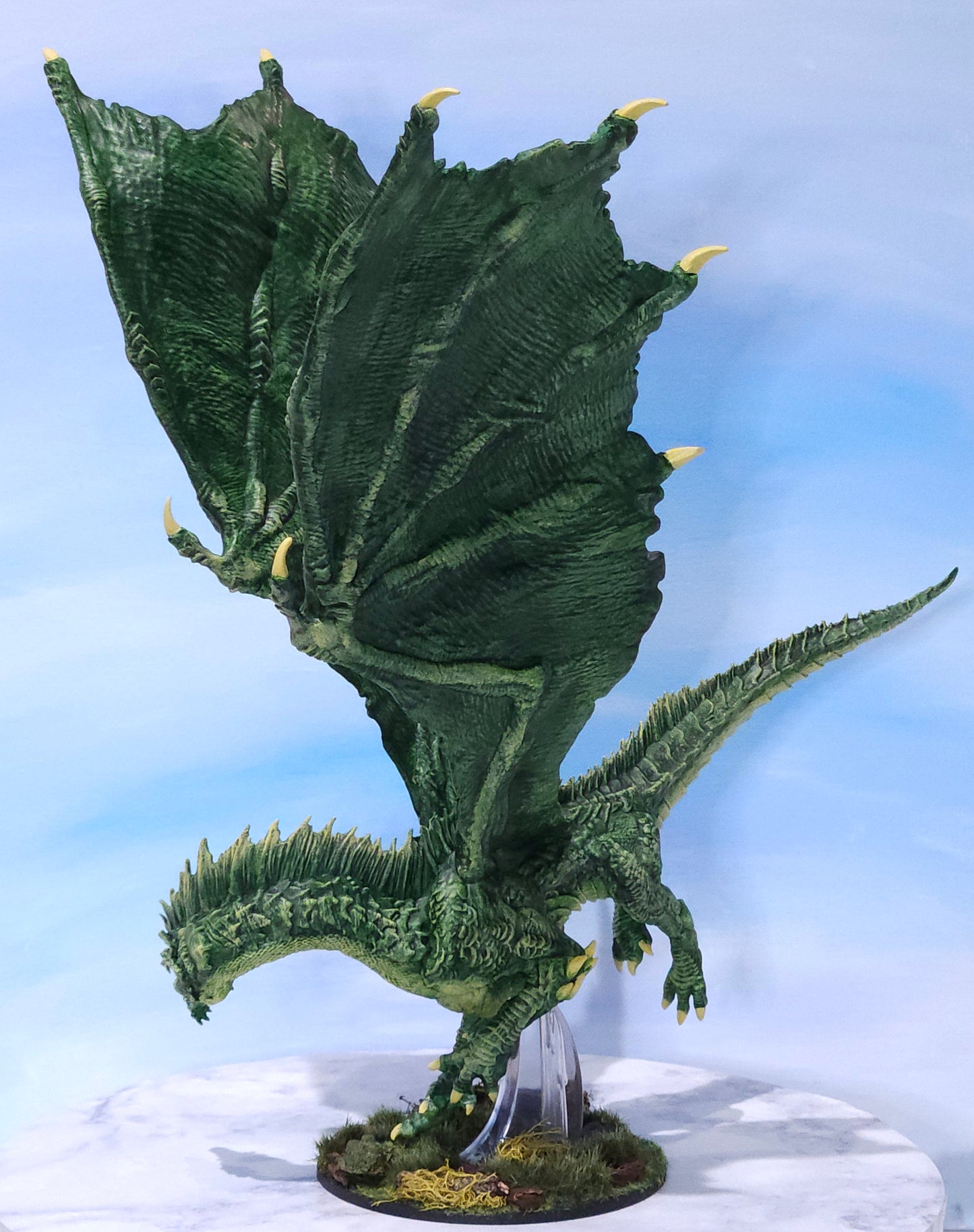Adult Green Dragon Miniature: Dnd, D&D, TTRPG Artist Painted Monster Model