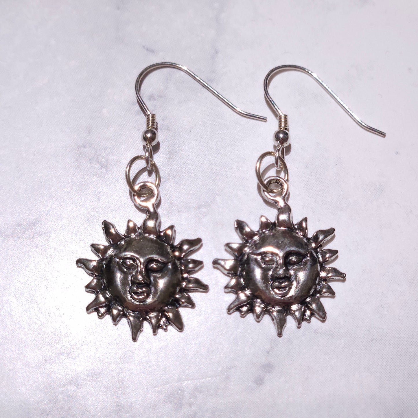 Silver Sun Charm Earrings | Witchy Occult Jewelry | Rose and Shadow