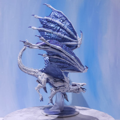 Adult White Dragon Miniature: Dnd, D&D, TTRPG Artist Painted Monster Model