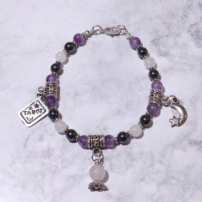Fortune Teller Charm Bracelet with Amethyst Gemstone | Rose and Shadow