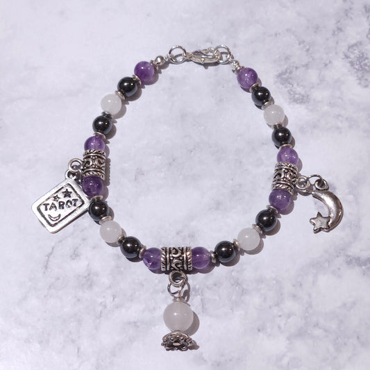 Fortune Teller Charm Bracelet with Amethyst Gemstone | Rose and Shadow
