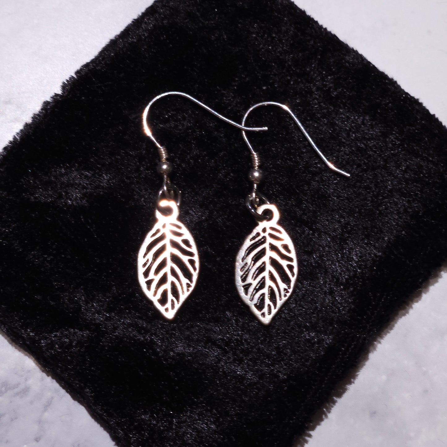 Silver Leaf Charm Earrings | Witchy Occult Jewelry | Rose and Shadow