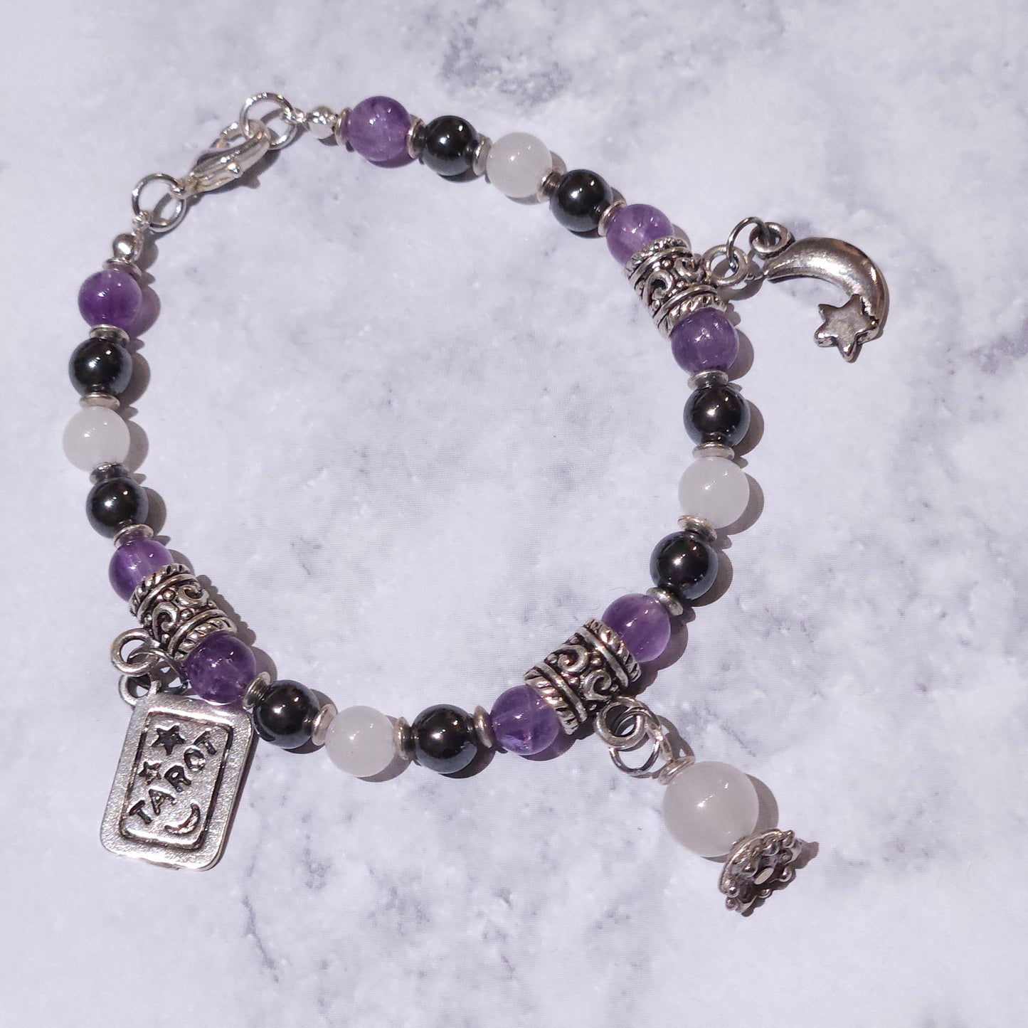 Fortune Teller Charm Bracelet with Amethyst Gemstone | Rose and Shadow