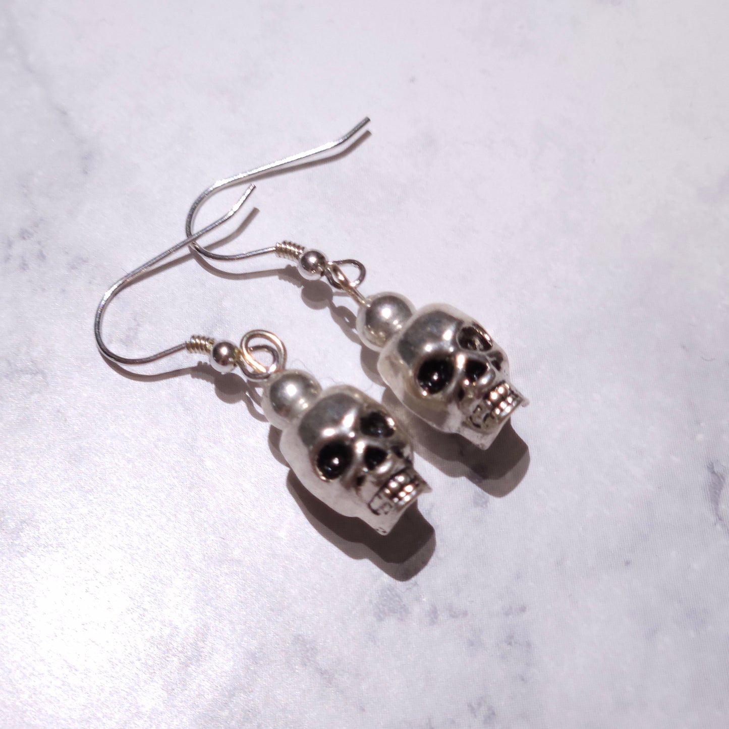 Silver Skull Charm Earrings | Witchy Occult Jewelry | Rose and Shadow