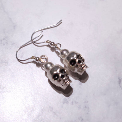 Silver Skull Charm Earrings | Witchy Occult Jewelry | Rose and Shadow