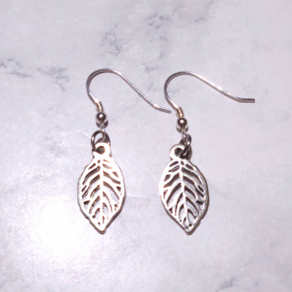 Silver Leaf Charm Earrings | Witchy Occult Jewelry | Rose and Shadow