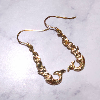 Gold Mermaid Charm Earrings | Witchy Siren Occult Jewelry | Rose and Shadow
