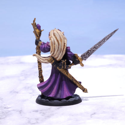Female Elf Sorceress Painted D&D Hero Miniature | Rose and Shadow