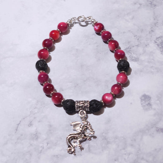 Fire Dragon Lava Stone Charm Bracelet | Rose and Shadow