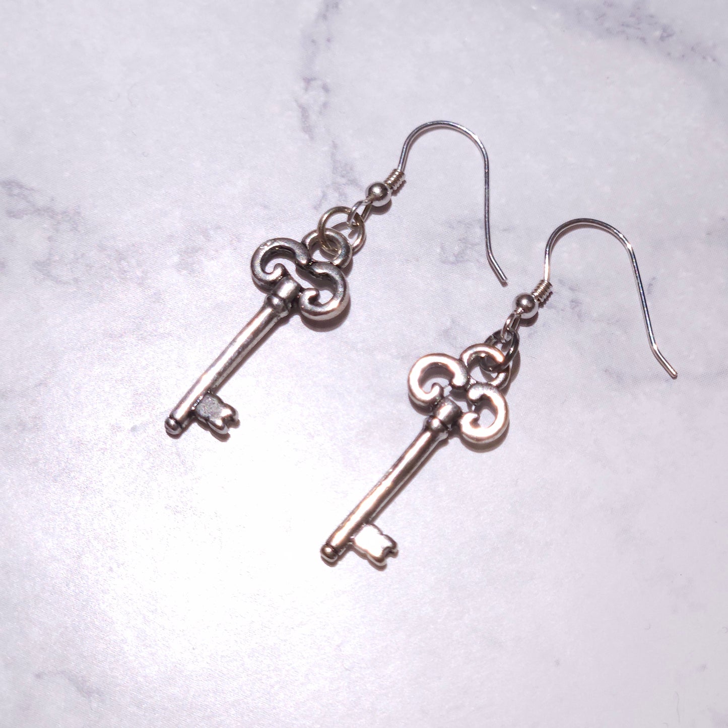 Silver Key Charm Earrings | Witchy Hecate Occult Jewelry | Rose and Shadow