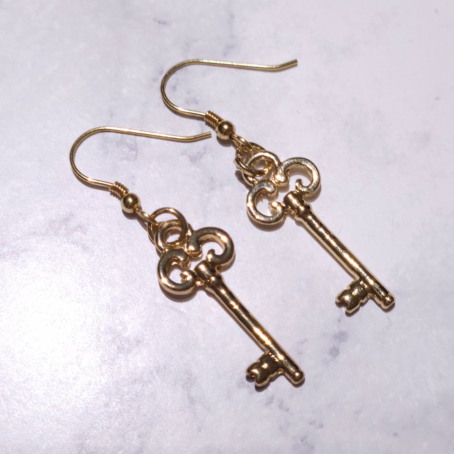 Gold Key Charm Earrings | Witchy Hecate Pagan Occult Jewelry | Rose and Shadow