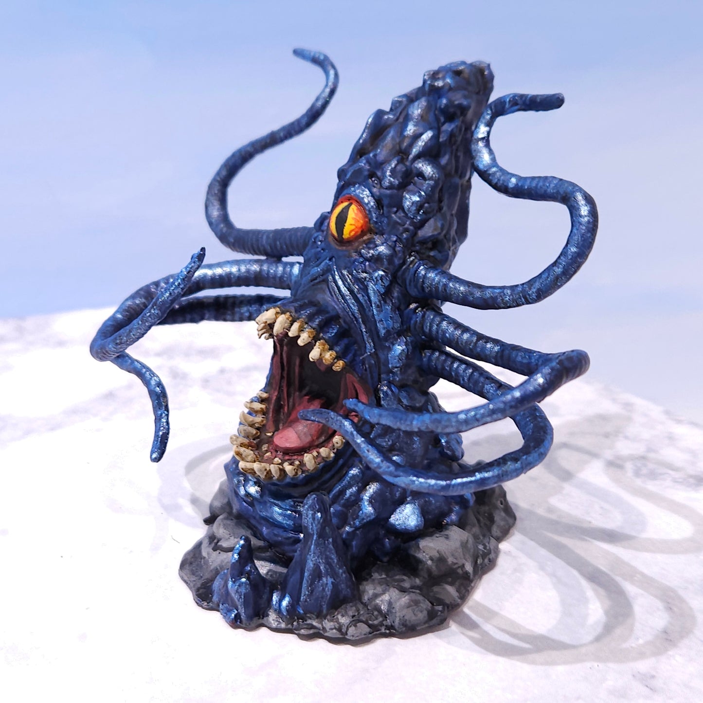 Sapphire Blue Roper Miniature: Dnd, D&D, TTRPG Artist Painted Monster Model