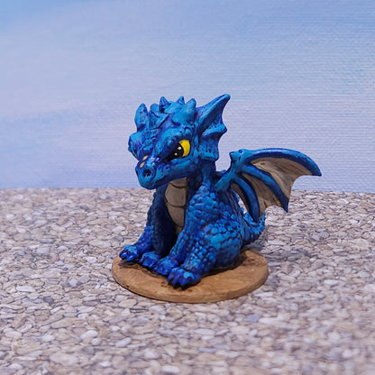 Baby Blue Dragon Miniature: Dnd, D&D, TTRPG Artist Painted Monster Model