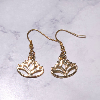 Gold Lotus Charm Earrings | Witchy Mystical Occult Jewelry | Rose and Shadow