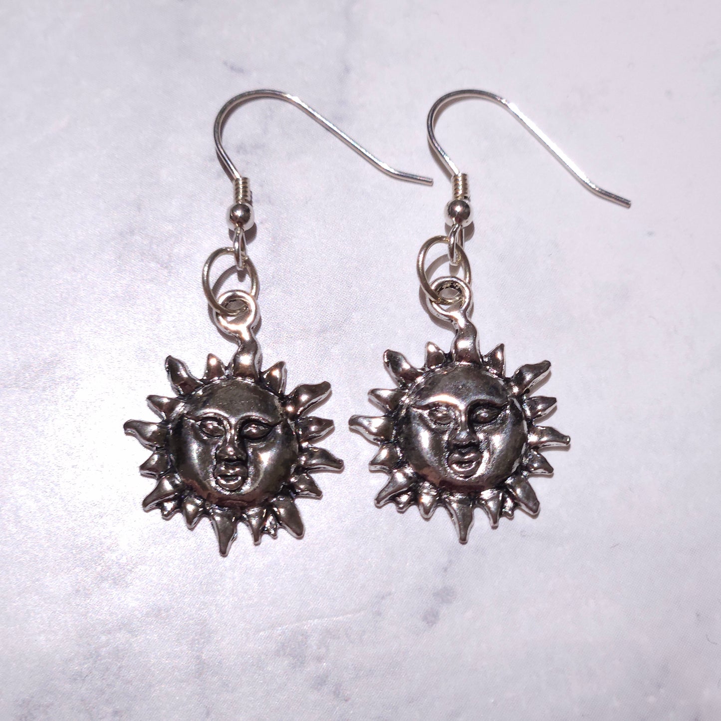 Silver Sun Charm Earrings | Witchy Occult Jewelry | Rose and Shadow
