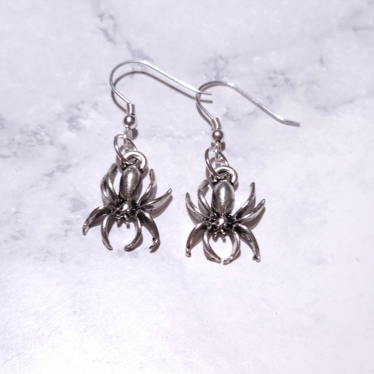 Silver Spider Charm Earrings | Witchy Occult Jewelry | Rose and Shadow