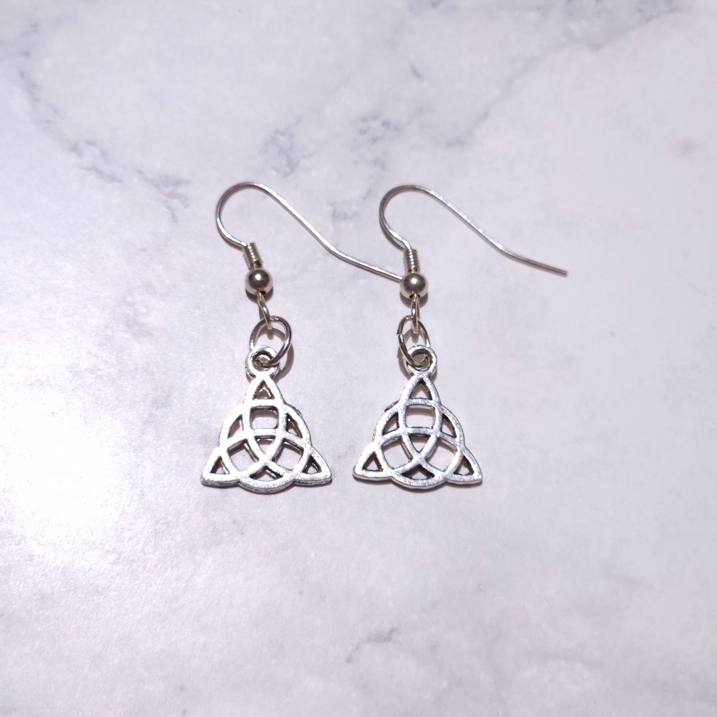 Silver Triquetra Charm Earrings | Witchy Occult Jewelry | Rose and Shadow