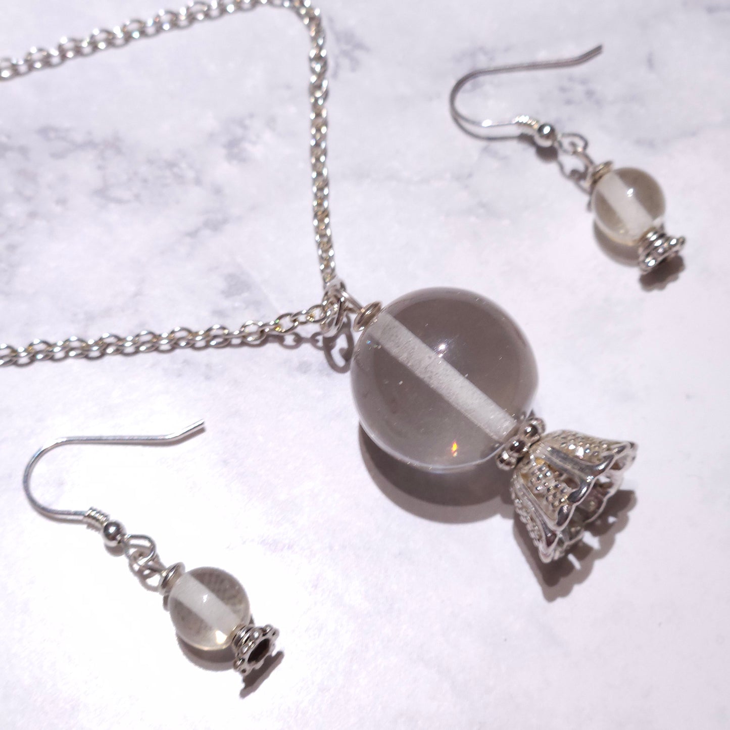 Fortune Teller Crystal Ball Necklace & Earrings Set | Witchy Pagan Jewelry