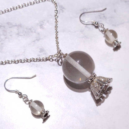 Fortune Teller Crystal Ball Necklace & Earrings Set | Witchy Pagan Jewelry