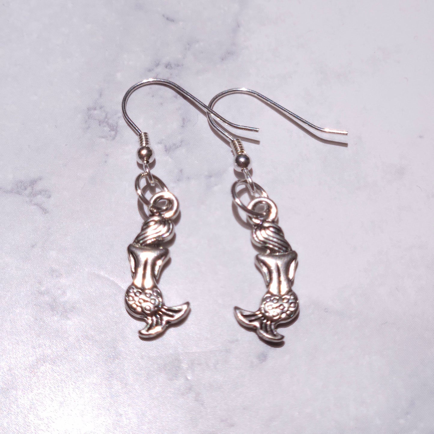 Silver Mermaid Charm Earrings | Witchy Occult Jewelry | Rose and Shadow