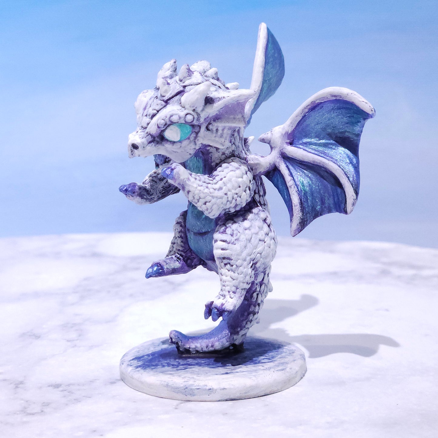 Baby White Dragon Miniature: Dnd, D&D, TTRPG Artist Painted Monster Model