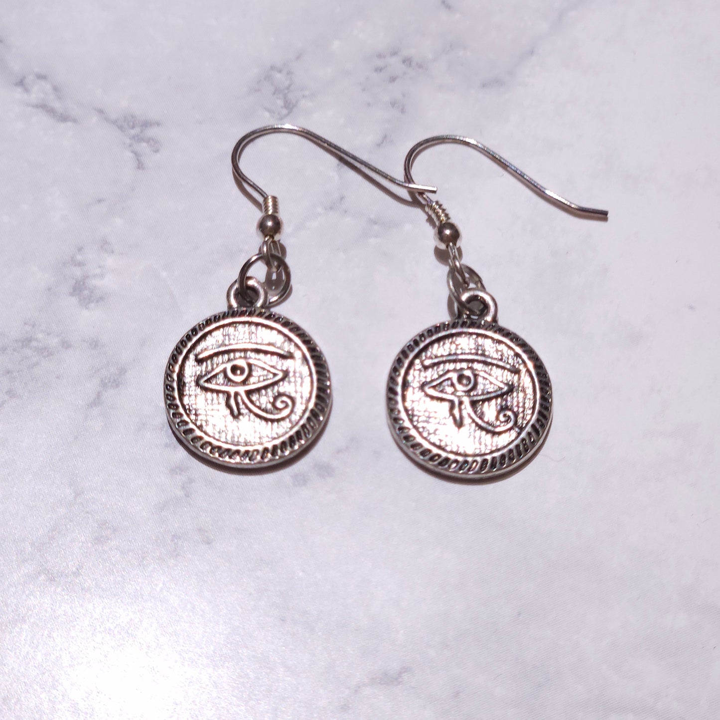 Silver Eye of Horus Charm Earrings | Witchy Occult Jewelry | Rose and Shadow