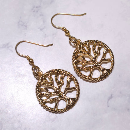 Gold Tree of Life Charm Earrings | Witchy Pagan Jewelry | Rose and Shadow
